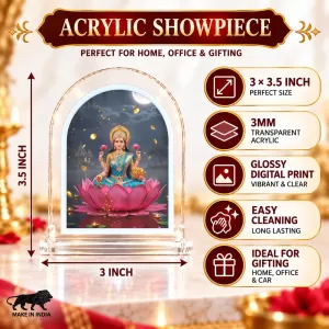 Goddess Lakshmi L Shape Acrylic Showpiece 3 X 3.5 Inch For Home, Office And Car (F176084)