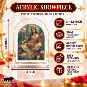 Goddess Saraswati L Shape Acrylic Showpiece 3 X 3.5 Inch For Home, Office And Car (F176086) Goddess Saraswati L Shape Acrylic Showpiece 3 X 3.5 Inch For Home, Office And Car (F176086)
