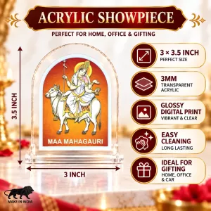 Maa Mahagauri L Shape Acrylic Showpiece 3 X 3.5 Inch For Home, Office And Car (F176094) Maa Mahagauri L Shape Acrylic Showpiece 3 X 3.5 Inch For Home, Office And Car (F176094)