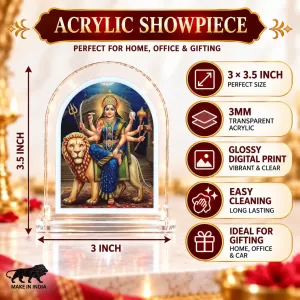 Durga Maa L Shape Acrylic Showpiece 3 X 3.5 Inch For Home, Office And Car (F176102) Durga Maa L Shape Acrylic Showpiece 3 X 3.5 Inch For Home, Office And Car (F176102)