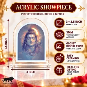 Lord Shiva L Shape Acrylic Showpiece 3 X 3.5 Inch For Home, Office And Car (F176111)