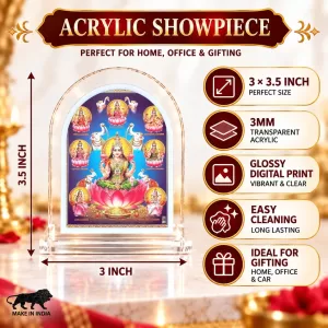 Goddess Astha Lakshmi L Shape Acrylic Showpiece 3 X 3.5 Inch For Home, Office And Car (F176112)
