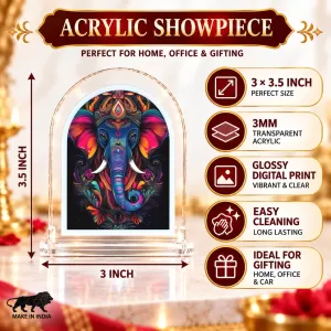 Lord Ganesha L Shape Acrylic Showpiece 3 X 3.5 Inch For Home, Office And Car (F176117) Lord Ganesha L Shape Acrylic Showpiece 3 X 3.5 Inch For Home, Office And Car (F176117)