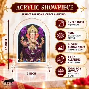 Lord Ganesha L Shape Acrylic Showpiece 3 X 3.5 Inch For Home, Office And Car (F176123) Lord Ganesha L Shape Acrylic Showpiece 3 X 3.5 Inch For Home, Office And Car (F176123)