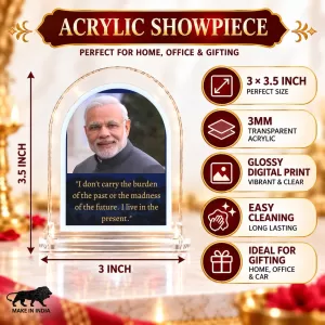 Narendra Modi L Shape Acrylic Showpiece 3 X 3.5 Inch For Home, Office And Car (F176129) Narendra Modi L Shape Acrylic Showpiece 3 X 3.5 Inch For Home, Office And Car (F176129)
