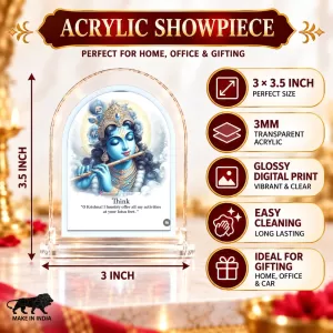 Lord Krishna L Shape Acrylic Showpiece 3 X 3.5 Inch For Home, Office And Car (F176136)