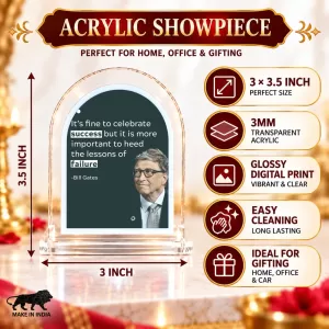 Bill Gates L Shape Acrylic Showpiece 3 X 3.5 Inch For Home, Office And Car (F176143)