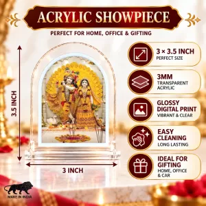 Radha Krishna L Shape Acrylic Showpiece 3 X 3.5 Inch For Home, Office And Car (F176145)