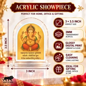 Lord Ganesha L Shape Acrylic Showpiece 3 X 3.5 Inch For Home, Office And Car (F176150) Lord Ganesha L Shape Acrylic Showpiece 3 X 3.5 Inch For Home, Office And Car (F176150)