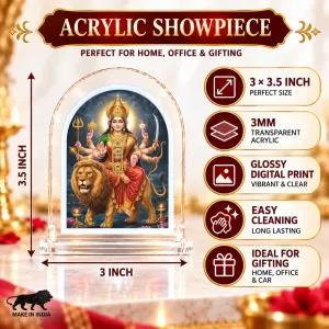 Durga Maa L Shape Acrylic Showpiece 3 X 3.5 Inch For Home, Office And Car (F176151) Durga Maa L Shape Acrylic Showpiece 3 X 3.5 Inch For Home, Office And Car (F176151)