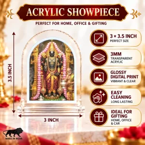 Lord Venkateswara L Shape Acrylic Showpiece 3 X 3.5 Inch For Home, Office And Car (F176153)