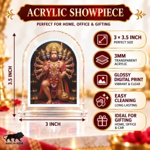 Panchmukhi Hanuman L Shape Acrylic Showpiece 3 X 3.5 Inch For Home, Office And Car (F176157) Panchmukhi Hanuman L Shape Acrylic Showpiece 3 X 3.5 Inch For Home, Office And Car (F176157)