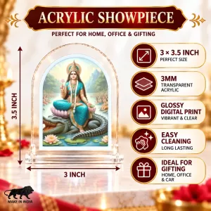 Maa Ganga L Shape Acrylic Showpiece 3 X 3.5 Inch For Home, Office And Car (F176163)
