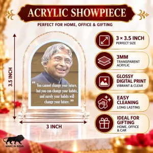 A. P. J. Abdul Kalam L Shape Acrylic Showpiece 3 X 3.5 Inch For Home, Office And Car (F176166)