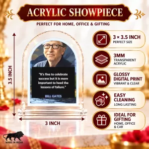 Bill Gates L Shape Acrylic Showpiece 3 X 3.5 Inch For Home, Office And Car (F176175)