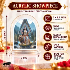 Maa Durga L Shape Acrylic Showpiece 3 X 3.5 Inch For Home, Office And Car (F176176) Maa Durga L Shape Acrylic Showpiece 3 X 3.5 Inch For Home, Office And Car (F176176)