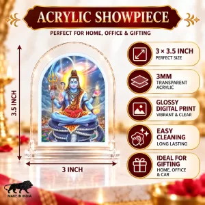 Lord Shiva L Shape Acrylic Showpiece 3 X 3.5 Inch For Home, Office And Car (F176177)