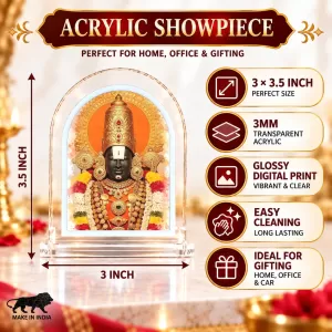 Lord Venkateswara L Shape Acrylic Showpiece 3 X 3.5 Inch For Home, Office And Car (F176179)