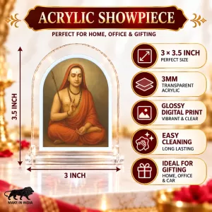 Adi Guru Shankaracharya L Shape Acrylic Showpiece 3 X 3.5 Inch For Home, Office And Car (F176181) Adi Guru Shankaracharya L Shape Acrylic Showpiece 3 X 3.5 Inch For Home, Office And Car (F176181)