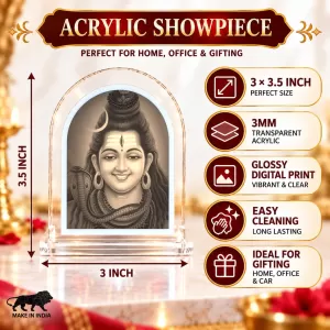 Lord Shiva L Shape Acrylic Showpiece 3 X 3.5 Inch For Home, Office And Car (F176182)