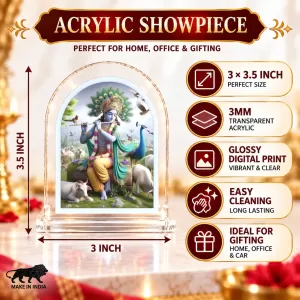 Lord Krishna L Shape Acrylic Showpiece 3 X 3.5 Inch For Home, Office And Car (F176186)