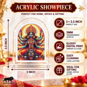 Kali Maa L Shape Acrylic Showpiece 3 X 3.5 Inch For Home, Office And Car (F176189)