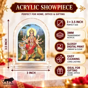 Durga Maa L Shape Acrylic Showpiece 3 X 3.5 Inch For Home, Office And Car (F176190) Durga Maa L Shape Acrylic Showpiece 3 X 3.5 Inch For Home, Office And Car (F176190)