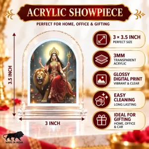 Durga Maa L Shape Acrylic Showpiece 3 X 3.5 Inch For Home, Office And Car (F176196) Durga Maa L Shape Acrylic Showpiece 3 X 3.5 Inch For Home, Office And Car (F176196)