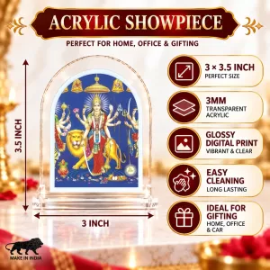 Durga Maa L Shape Acrylic Showpiece 3 X 3.5 Inch For Home, Office And Car (F176198) Durga Maa L Shape Acrylic Showpiece 3 X 3.5 Inch For Home, Office And Car (F176198)