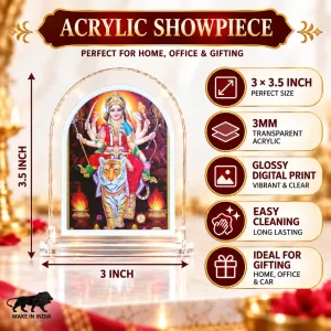 Durga Maa L Shape Acrylic Showpiece 3 X 3.5 Inch For Home, Office And Car (F176199) Durga Maa L Shape Acrylic Showpiece 3 X 3.5 Inch For Home, Office And Car (F176199)