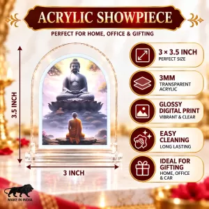 Buddha L Shape Acrylic Showpiece 3 X 3.5 Inch For Home, Office And Car (F176202)