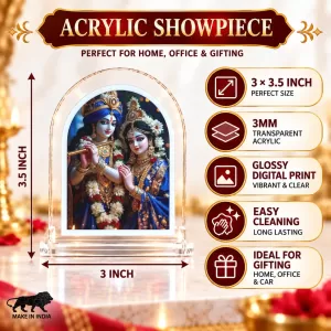 Radha Krishna L Shape Acrylic Showpiece 3 X 3.5 Inch For Home, Office And Car (F176208)
