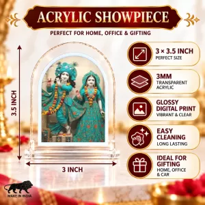 Radha Krishna L Shape Acrylic Showpiece 3 X 3.5 Inch For Home, Office And Car (F176209)