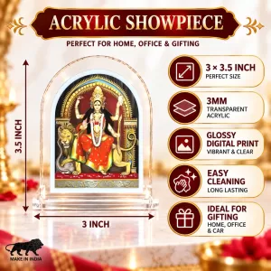 Maa Durga L Shape Acrylic Showpiece 3 X 3.5 Inch For Home, Office And Car (F176218) Maa Durga L Shape Acrylic Showpiece 3 X 3.5 Inch For Home, Office And Car (F176218)