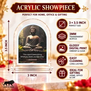 Buddha L Shape Acrylic Showpiece 3 X 3.5 Inch For Home, Office And Car (F176226)