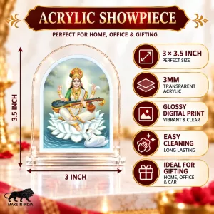Goddess Saraswati L Shape Acrylic Showpiece 3 X 3.5 Inch For Home, Office And Car (F176228) Goddess Saraswati L Shape Acrylic Showpiece 3 X 3.5 Inch For Home, Office And Car (F176228)