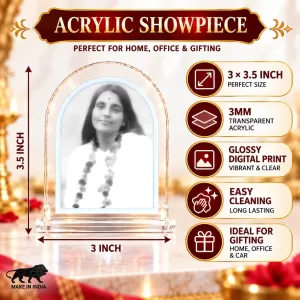 Anandamayi Ma L Shape Acrylic Showpiece 3 X 3.5 Inch For Home, Office And Car (F176229) Anandamayi Ma L Shape Acrylic Showpiece 3 X 3.5 Inch For Home, Office And Car (F176229)