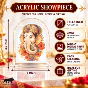 Lord Ganesha L Shape Acrylic Showpiece 3 X 3.5 Inch For Home, Office And Car (F176232) Lord Ganesha L Shape Acrylic Showpiece 3 X 3.5 Inch For Home, Office And Car (F176232)