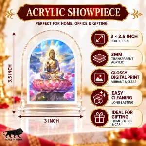 Buddha L Shape Acrylic Showpiece 3 X 3.5 Inch For Home, Office And Car (F176234)