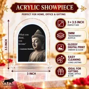 Buddha L Shape Acrylic Showpiece 3 X 3.5 Inch For Home, Office And Car (F176238)