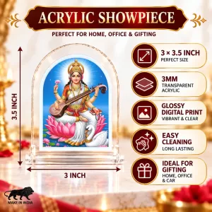 Goddess Saraswati L Shape Acrylic Showpiece 3 X 3.5 Inch For Home, Office And Car (F176244) Goddess Saraswati L Shape Acrylic Showpiece 3 X 3.5 Inch For Home, Office And Car (F176244)