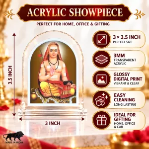 Adi Guru Shankaracharya L Shape Acrylic Showpiece 3 X 3.5 Inch For Home, Office And Car (F176245)