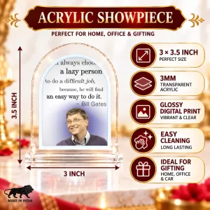 Bill Gates L Shape Acrylic Showpiece 3 X 3.5 Inch For Home, Office And Car (F176249)