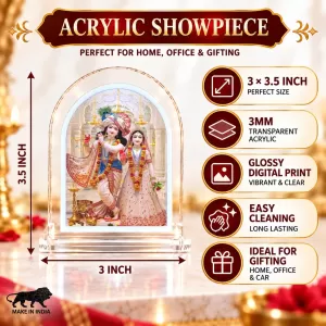 Radha Krishna L Shape Acrylic Showpiece 3 X 3.5 Inch For Home, Office And Car (F176251)