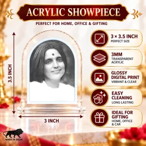 Anandamayi Ma L Shape Acrylic Showpiece 3 X 3.5 Inch For Home, Office And Car (F176252) Anandamayi Ma L Shape Acrylic Showpiece 3 X 3.5 Inch For Home, Office And Car (F176252)