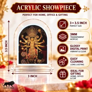 Durga Maa L Shape Acrylic Showpiece 3 X 3.5 Inch For Home, Office And Car (F176255) Durga Maa L Shape Acrylic Showpiece 3 X 3.5 Inch For Home, Office And Car (F176255)