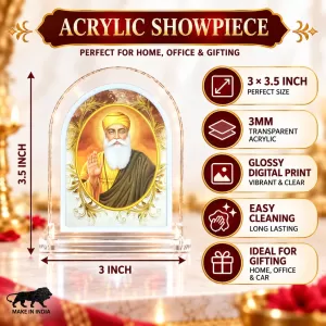 Guru Nanak Dev Ji L Shape Acrylic Showpiece 3 X 3.5 Inch For Home, Office And Car (F176260)