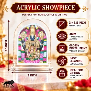 Lord Venkateswara Swamy L Shape Acrylic Showpiece 3 X 3.5 Inch For Home, Office And Car (F176262)