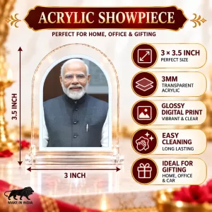 Narendra Modi L Shape Acrylic Showpiece 3 X 3.5 Inch For Home, Office And Car (F176264) Narendra Modi L Shape Acrylic Showpiece 3 X 3.5 Inch For Home, Office And Car (F176264)