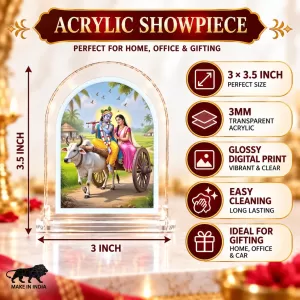 Radha Krishna L Shape Acrylic Showpiece 3 X 3.5 Inch For Home, Office And Car (F176265)